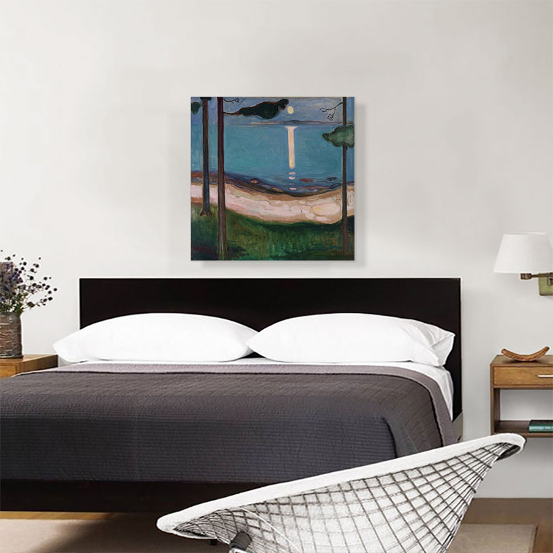 «Moonlight 1895» par Edvard Munch, reproduction d'art sur toile tendue, H 26 po x l 26 po x P 0,75 po
