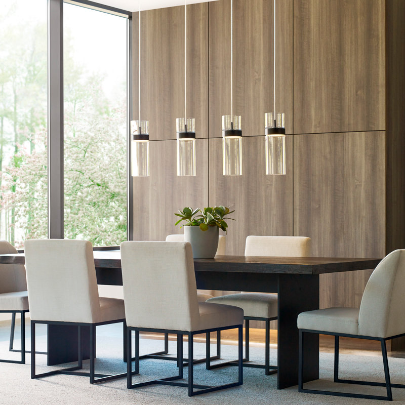 Manette 4 - Light LED Pendant, Satin Nickel, Transparent Smoke