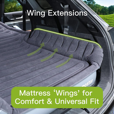 Matelas gonflable SUV avec pompe intégrée sans fil amovible 3-en-1 et matelas «Wings» | Matelas de voiture de 7 pouces de hauteur pour les VUS de taille moyenne / grande, les camions, les fourgonnettes, et supporte 660Lbs - idéal pour les voyages sur