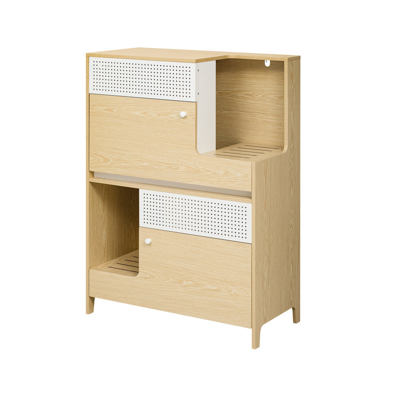 Furniture Style Cat Litter Box With Doors - Spacious Interior For Storage Thoughtful Filter Design A Clean Home Enhances Decor Appeal Natural In Modern 2 Flip-down Large Capacity Metal Tidy Versatile