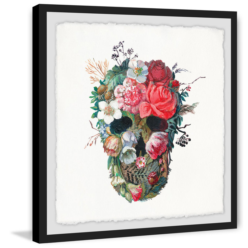 Flower Face - Single Picture Frame Painting, 30cm H x 30cm W x 4cm D, Black Framed