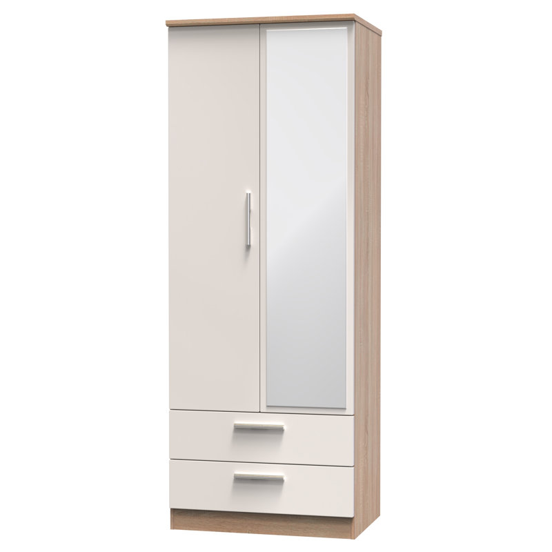 Borgeson Manufactured Wood Wardrobe, Kashmir Gloss/Bardolino Oak