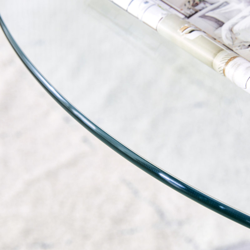 Table ronde de 35 pouces avec pieds en verre trempé et en métal argenté, Argent
