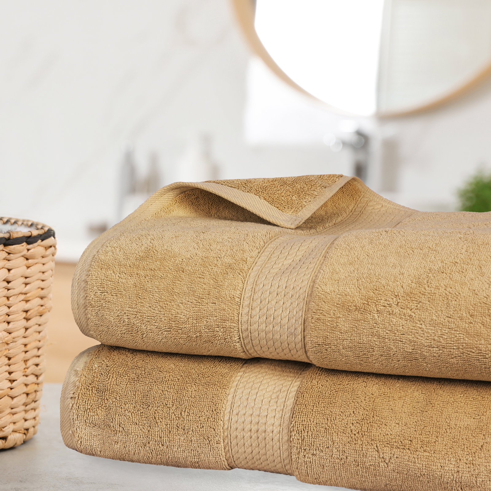 Renata 2-Piece Egyptian Cotton Bath Sheet Set, Toast