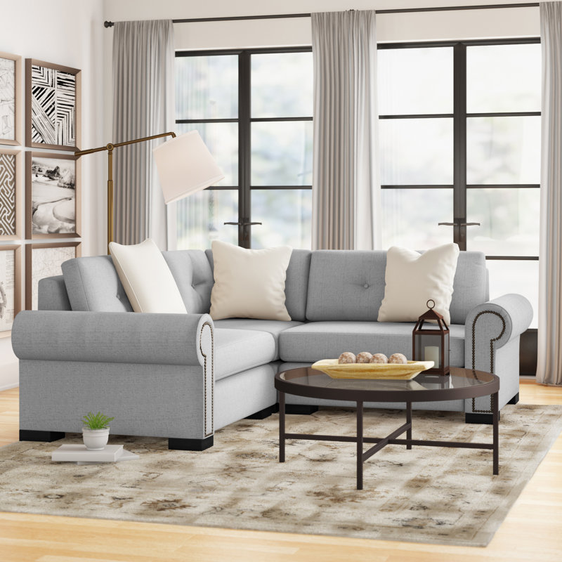 Mosely Upholstered L-Shaped Sectional Symmetrical, Gray