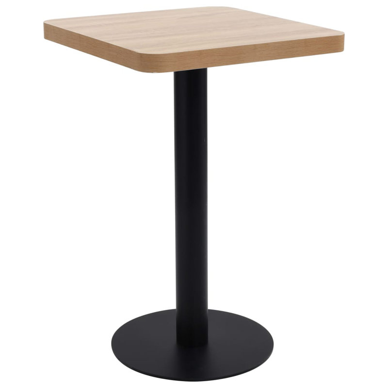  Table bistro brun clair et noir, panneau de fibres à densité moyenne et acier, compact et durable, Chêne, Noir
