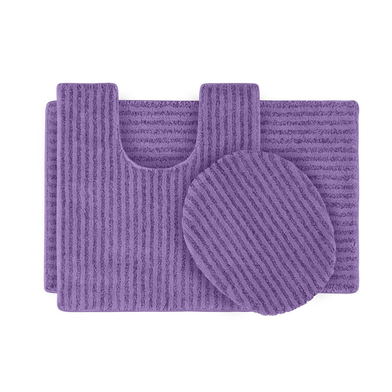 Ensemble de tapis de bain en nylon 3 pièces avec envers antidérapant Viridian, Mauve