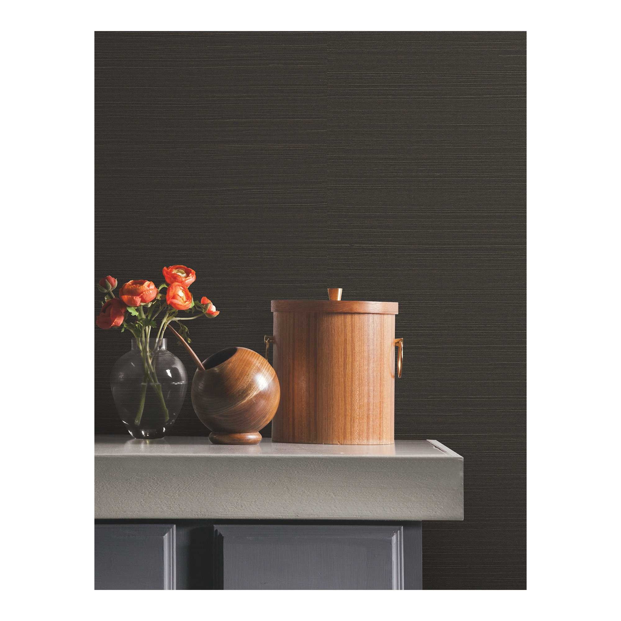 Natural Sisal Peel and Stick Grasscloth Wallpaper, Black