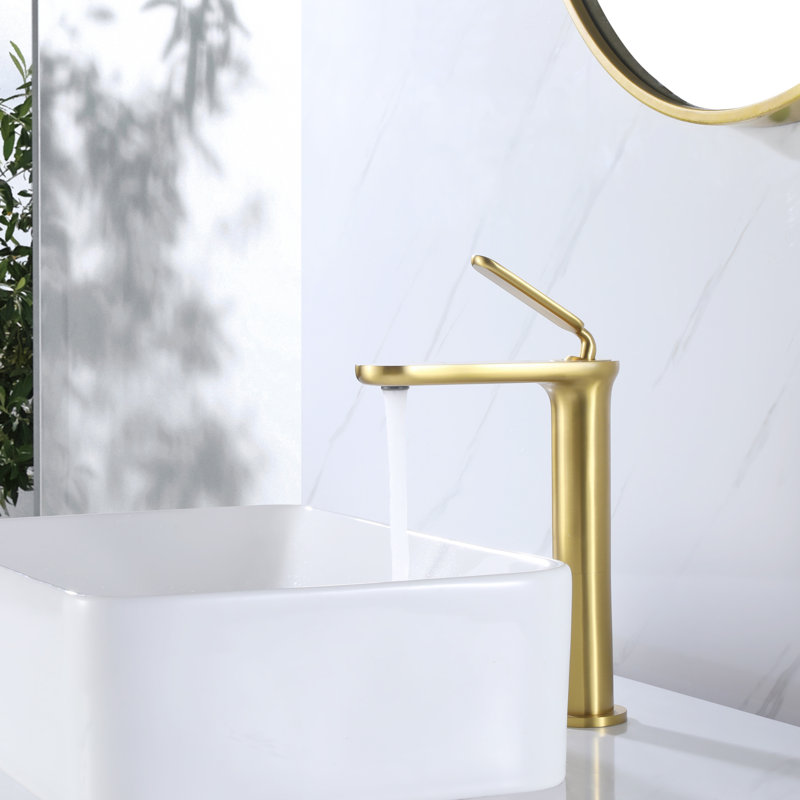 Robinet pour salle de bain à poignée simple 8,6 "de hauteur, Brushed Gold