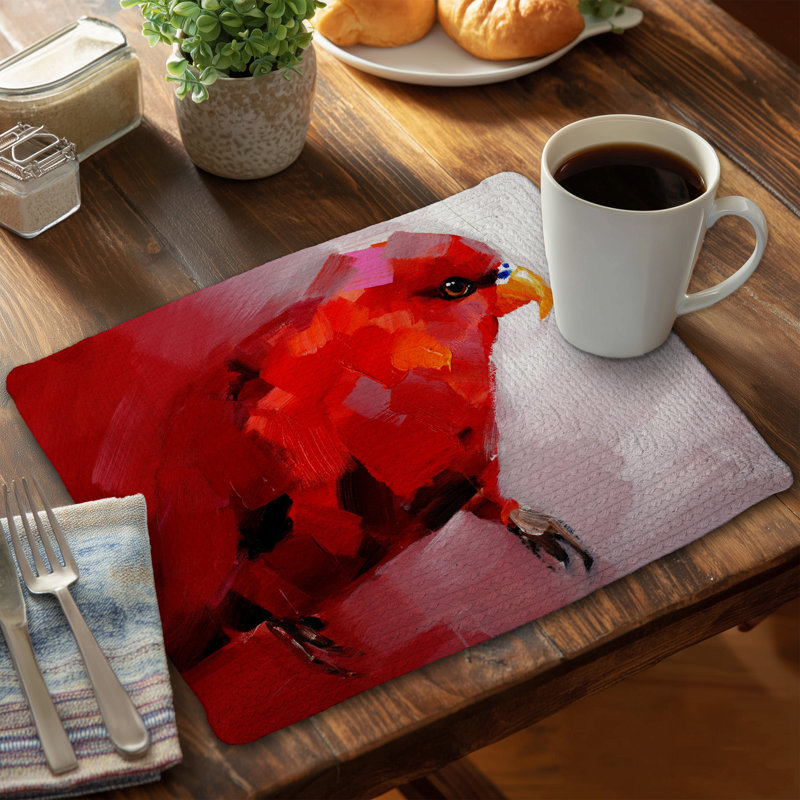 Abstract Red Parrot Placemat - Contemporary Bedroom Decor