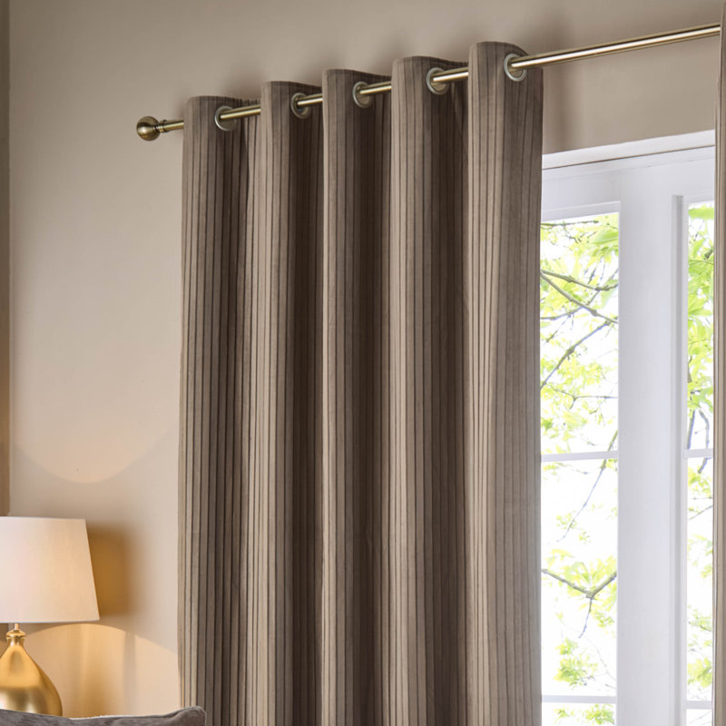 Corinthian Polyester Room Darkening Grommet / Eyelet Curtain Panel Pair, Brown, 66cm Width x 229cm Drop