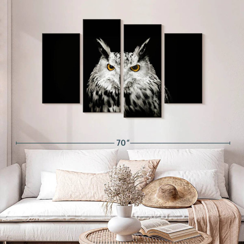 Chouette à cornes Brampt, H 32 po x l 52 po