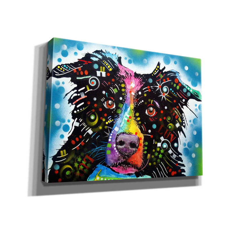 «Border Collie 3» par Dean Russo, estampe numérique sur toile, H 12 po x l 16 po x P 0,75 po