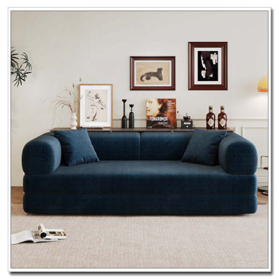 78.8" Compression Sofa,Convertible Floor Sofa Bed-With Pillow Back Support Armrest,Comfy Futon Couch Sleeper Bed,Loveseats Boneless Modular Sectional Sofa,Corduroy Fabric