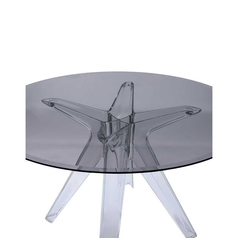 Sir Gio Round Glass Top Dining Table, Transparent, Smoke Gray