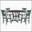 Table de salle à manger 5 pièces et 4 chaises en tissu avec pieds de table et tablette de rangement (bleu antique / brun foncé)-1614669995