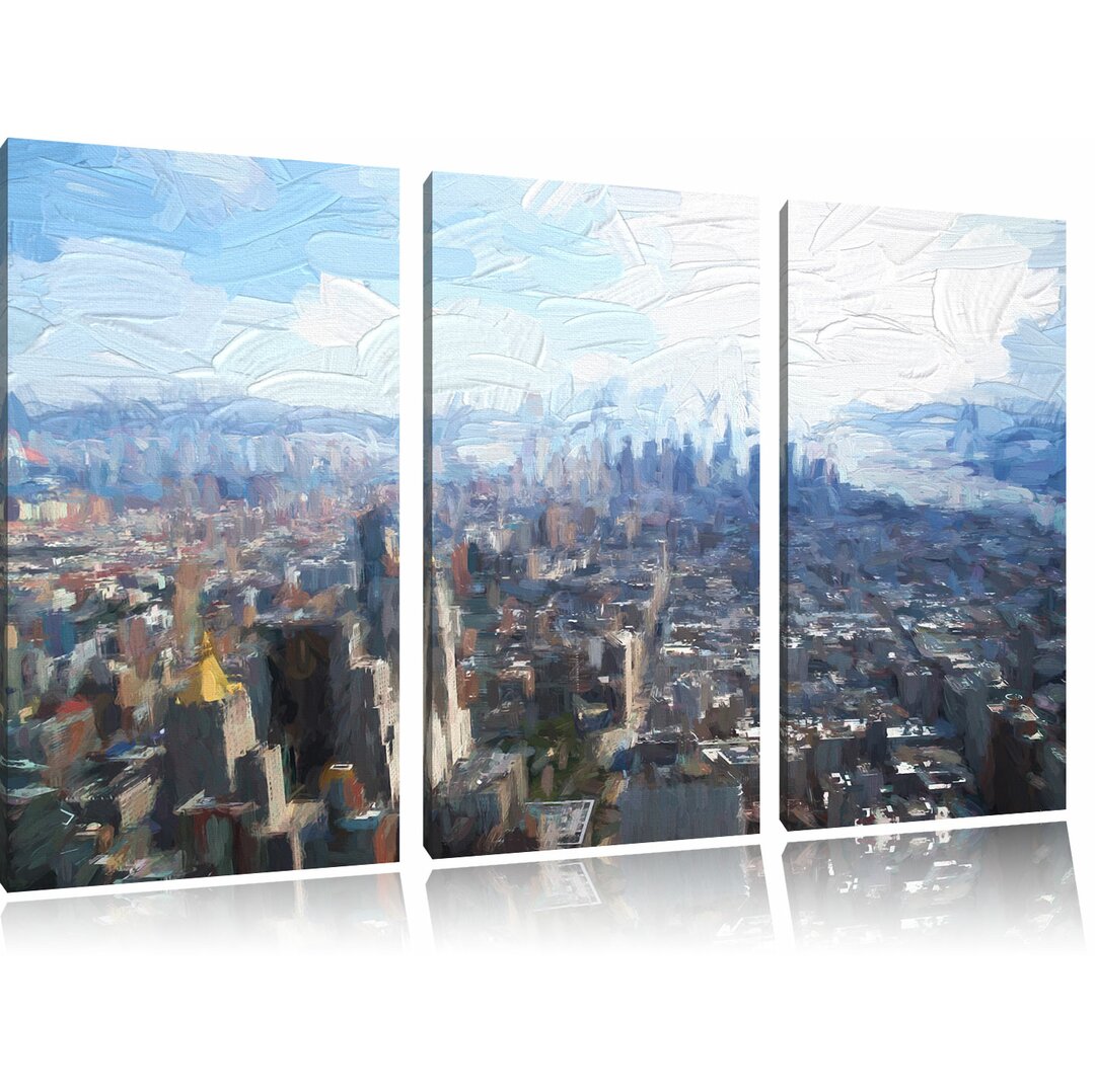 3-tlg. Leinwandbilder-Set „New York City Panorama“, Grafikdruck