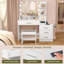 Ensemble de coiffeuse avec tabouret et miroir Dannyell-907347834