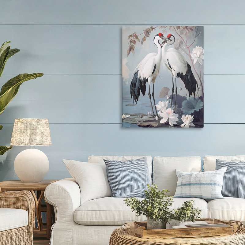 Toile de grues magiques Shore Line, design par Steve Hunziker, H 40 po x l 30 po