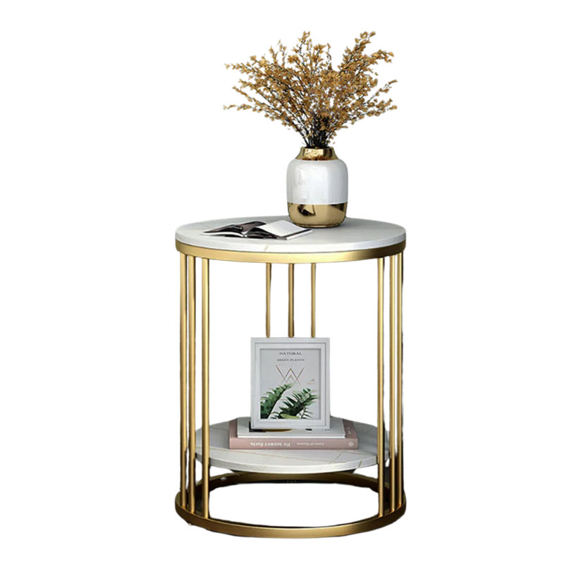 Kensington 2 Tier Round Faux Marble Accent Coffee Side Table
