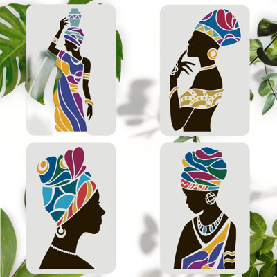 4PCS Tribal Wall Stencils