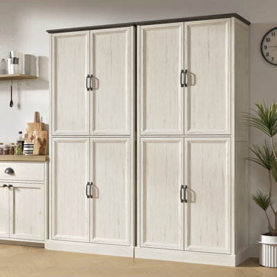 Armoire de cuisine de 71 po de hauteur, armoire de rangement haute avec 4 portes et tablettes réglables pour la cuisine, la salle à manger, le salon et la salle de bain