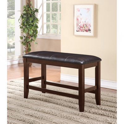 Meuble en bois de style campagnard avec repose-pieds et banc en similicuir brun