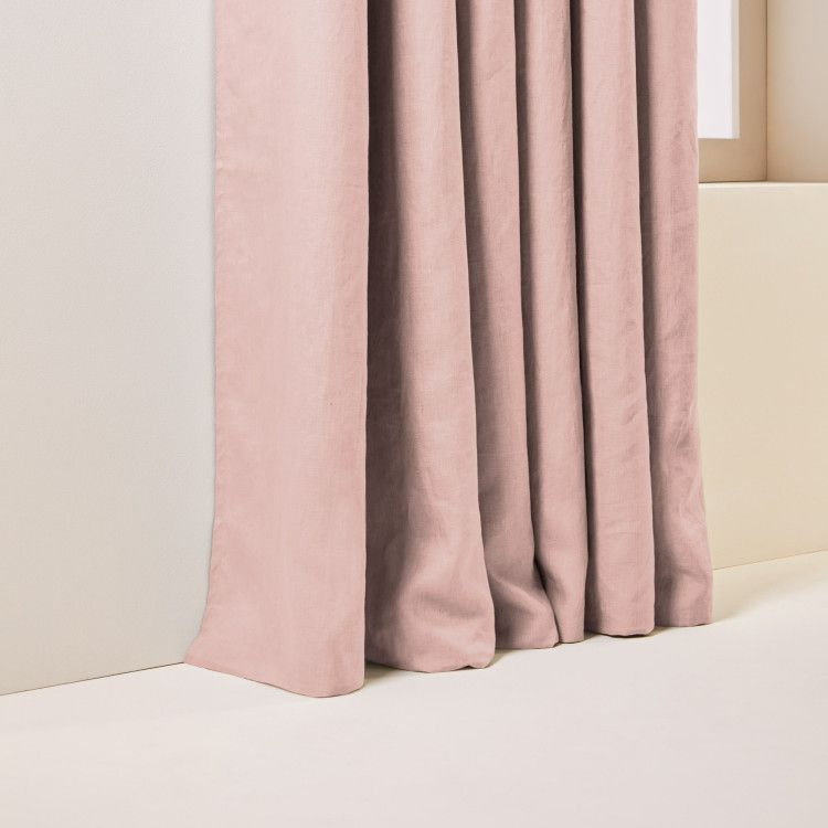 Carlina Linen Room Darkening Curtain Single Panel, Width 140 x Drop 345cm, Pink