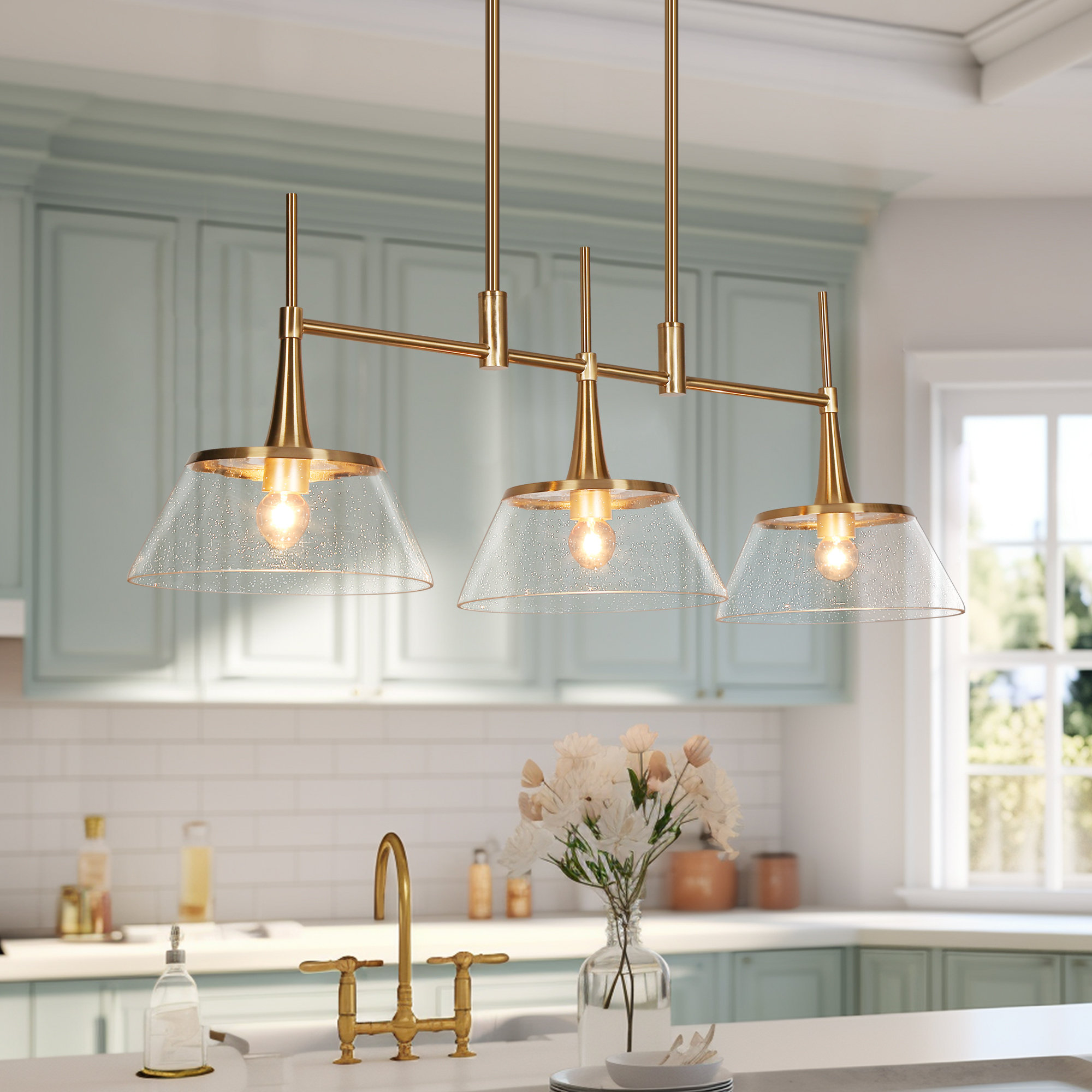 3-Light Pendant Light, Pendant Lighting for Kitchen on sale Island with Handcrafted Art