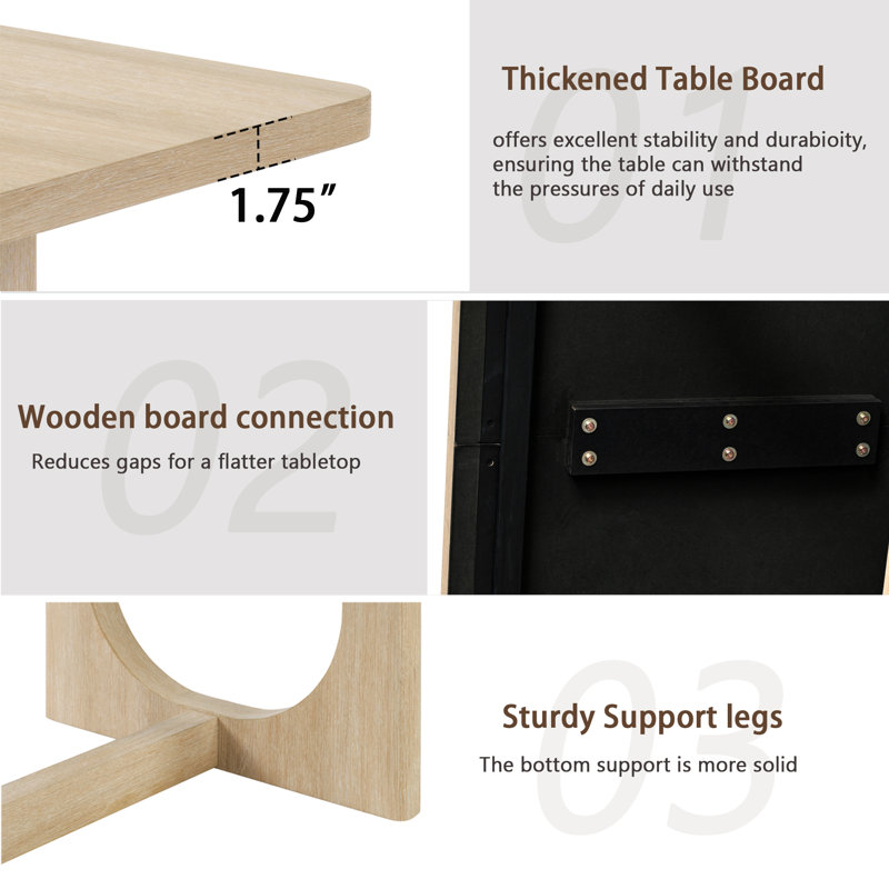 Ensemble de table à manger rectangulaire 7 pièces pour 6 personnes, table de salle à manger 68 pouces avec base en U robuste