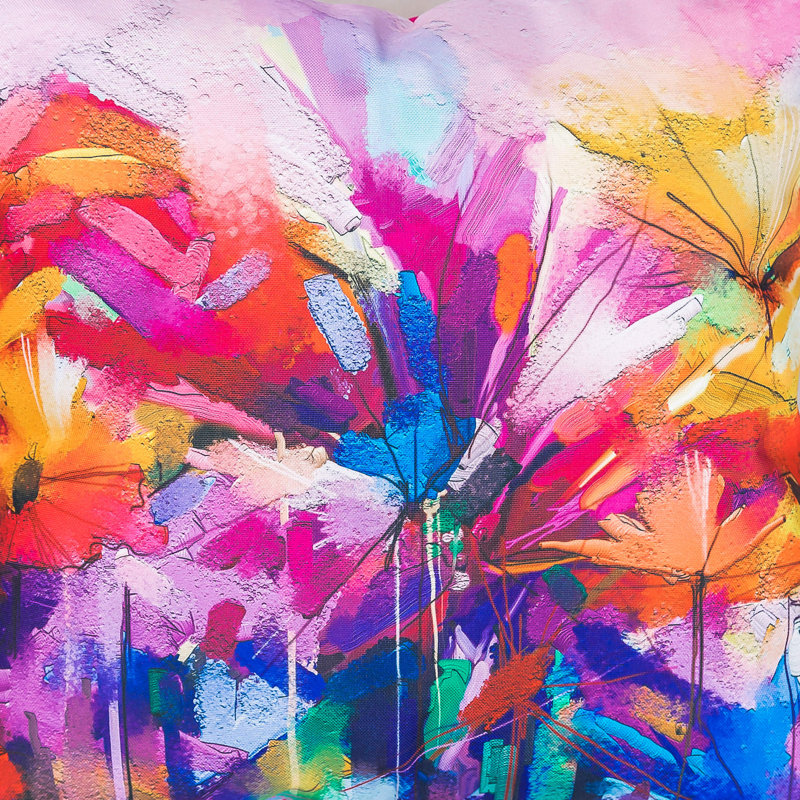 Oil Paint Floral Indoor-Outdoor Cushions, Multicolour