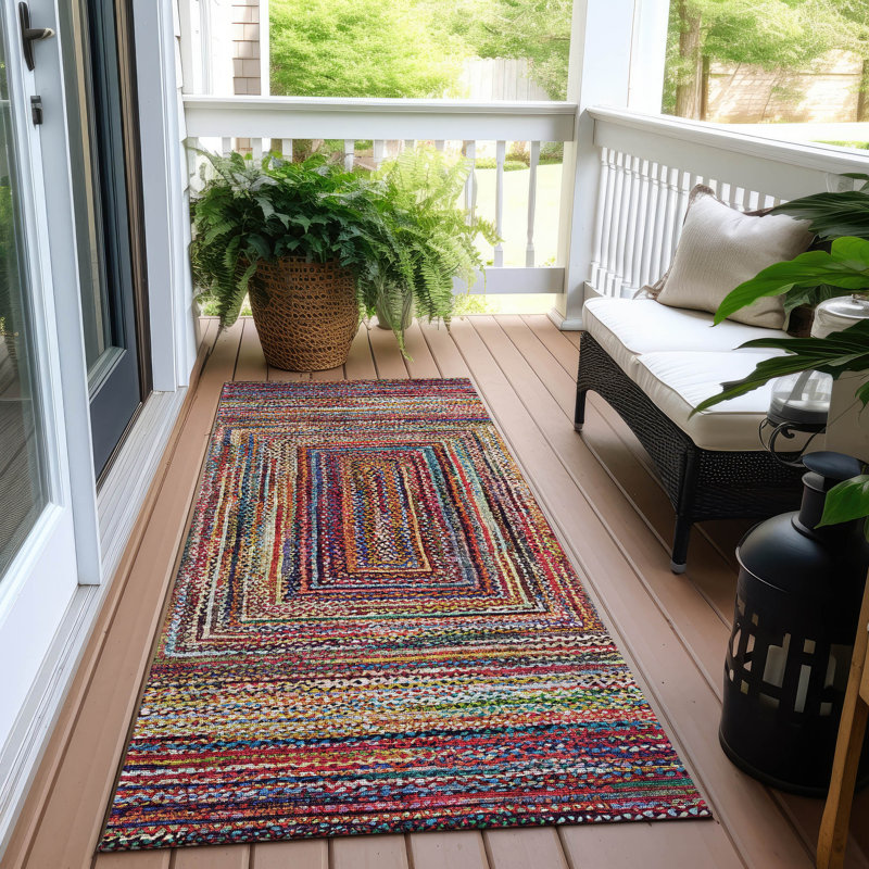 Machine Washable Indoor/Outdoor Xhevrie ACN1725 Paprika Rug, Runner 2'3" x 7'6"