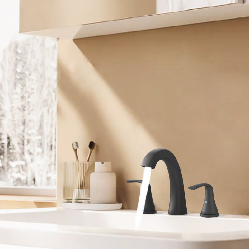 8 in. Widespread Double-Handle High-Arc Bathroom Faucet, Matte Black