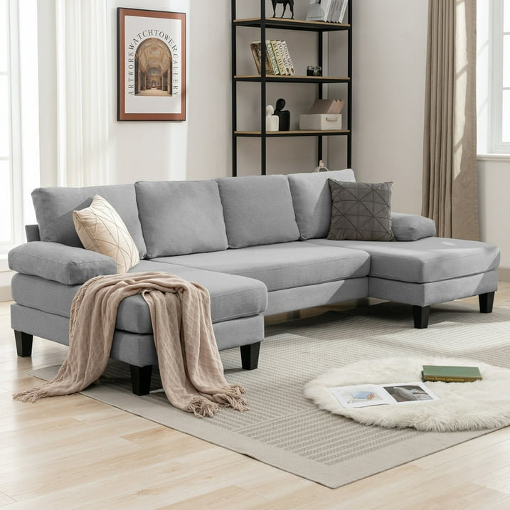Canapé modulaire 2 pièces Rachual, Lin gris pâle