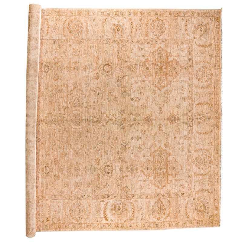 Vintage Handmade 9X12 Beige Anatolian Turkish Oushak Distressed Area Rug