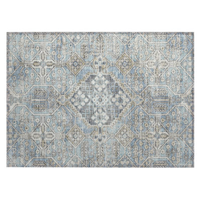 Machine Washable Indoor/Outdoor Huseby ACN2197 Global Rug