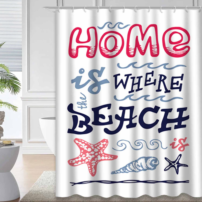 Rideau de douche imperméable à l'eau abstraite Sea Home Grunge Art Beach Doodle avec 12 crochets, L 72 po x l 78 po