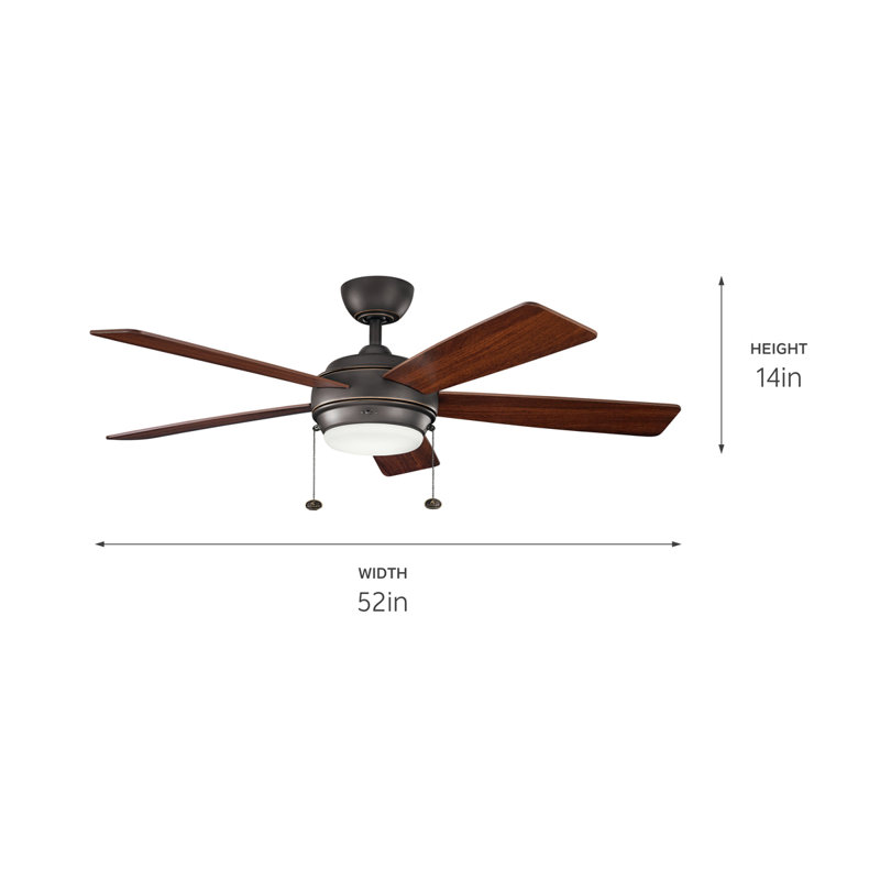 Starkk 52'' Ceiling Fan with LED Lights, Olde Bronze with Walnut Blades