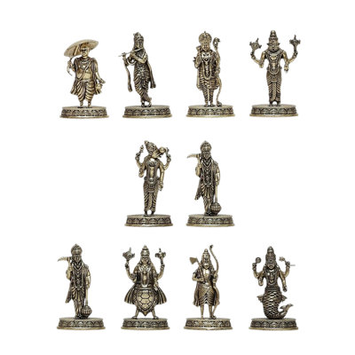 Ensemble de petites statues en laiton Dashavatara