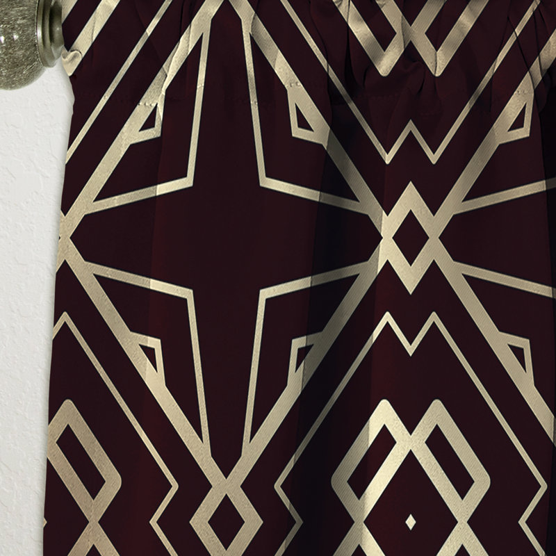 Abstract Curtain Panel, Gold Black Art Deco Pattern Blackout Decor - Gold And Black Art Deco Pattern,  52" W x 84" L