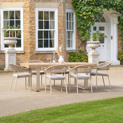 Aveneil 6 - Person Acacia Patio Dining Set with , Cushions Included