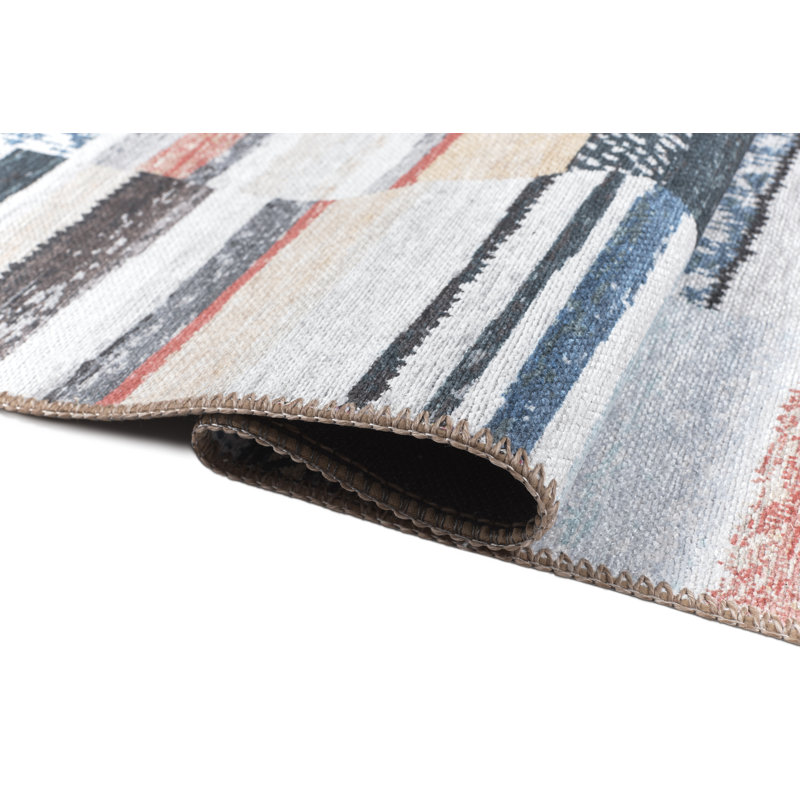 Tapis d'intérieur patchwork en polyester tissé à la machine Patched Up, 7 pi 10 po x 9 pi 10 po