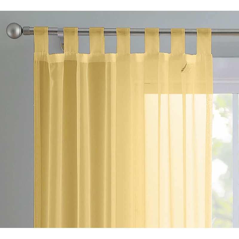 Birdsall Tab Top Sheer Single Curtain Panel, 144 W x 122 D cm, Antique Gold