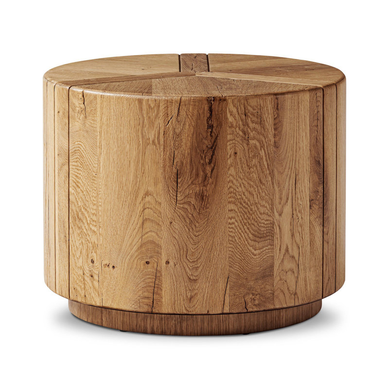 Ferida End Table-Natural Morado Veneer, Reclaimed French Oak