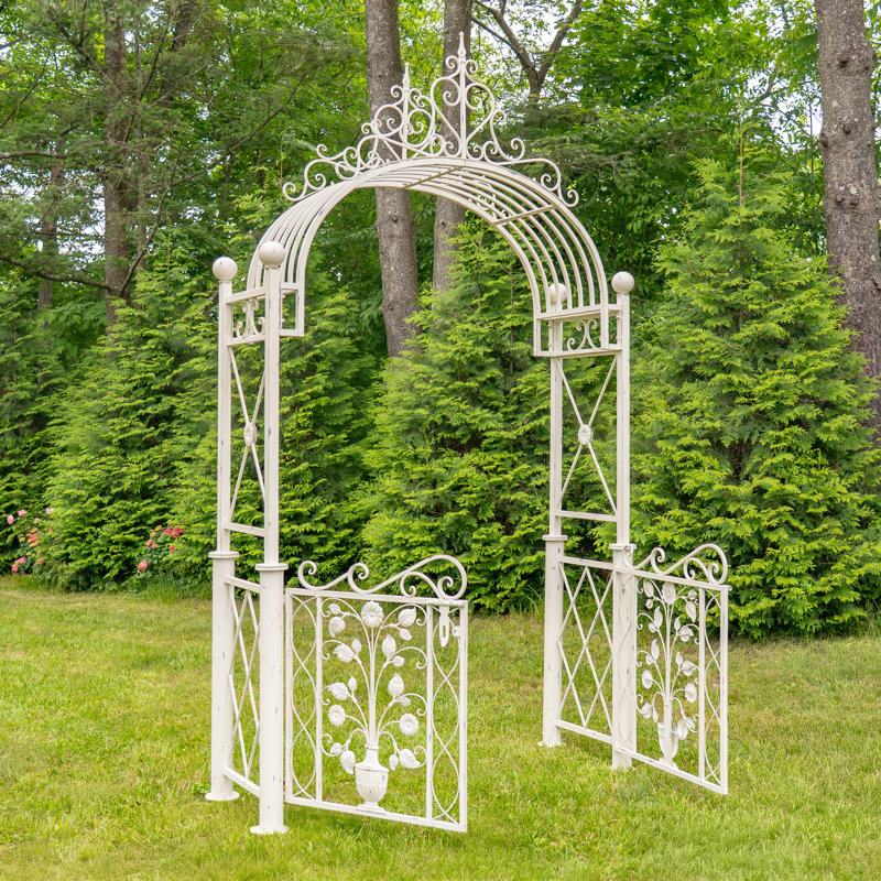 Barrière de jardin 10,5 pi avec ornements floraux «Copenhagen 1843», Blanc