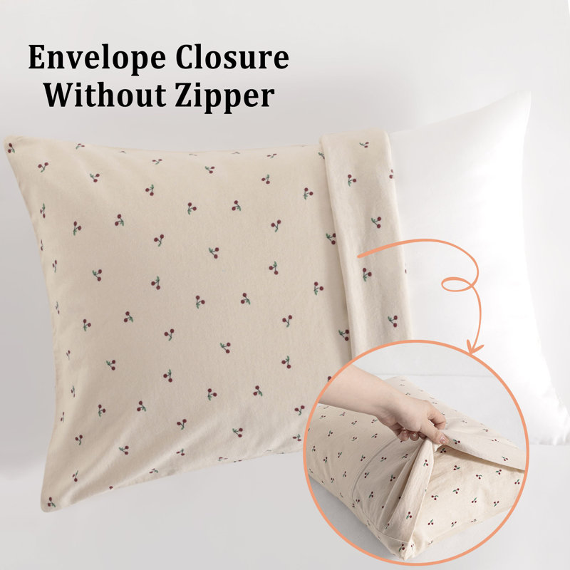 Toddler Pillowcase - Jersey Cotton Crib Size, Beige/Red Cherry