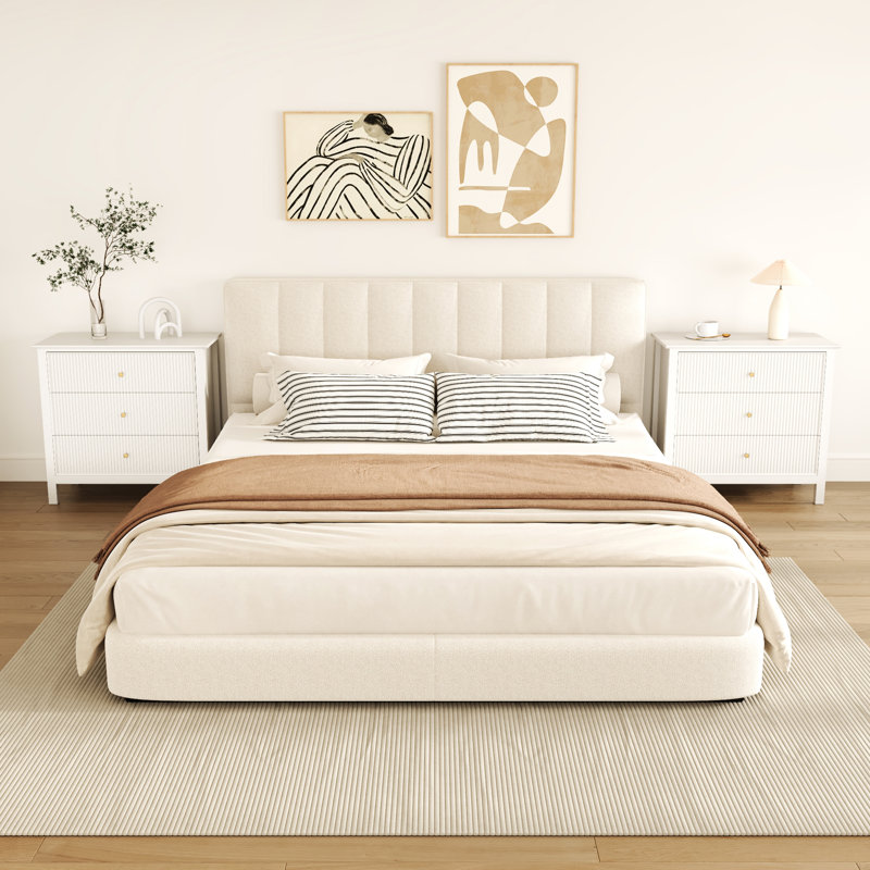 Modern Fluted 3 Drawer Dresser, White
