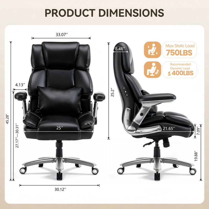 Heavy Duty Office Chair 750 lbs Capacity, Big and Tall Executive Chair with 3D Kneading Massage, Ergonomic High Back Desk Chair, Adjustable 4D Armrests
