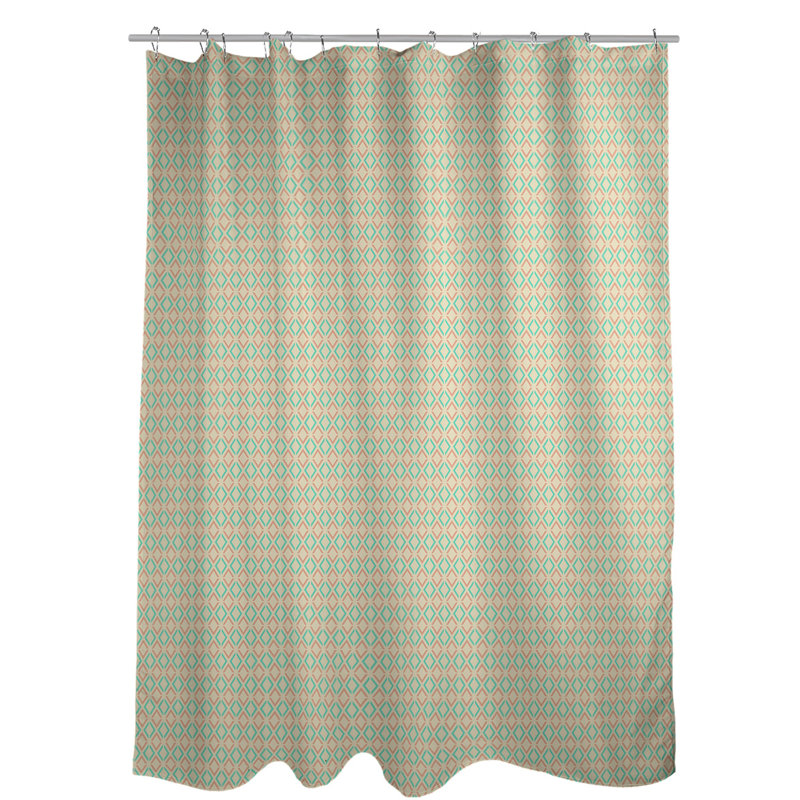 Rideau de douche simple hexagonal classique, Classic Arrow Diamonds, Teal/Orange
