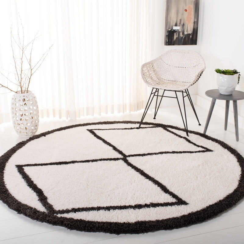 Allon Shag 200 Performance Geometric Rug, Round 6'7"